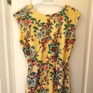 Yellow with Floral Print Summer Dress - Vero Moda size small